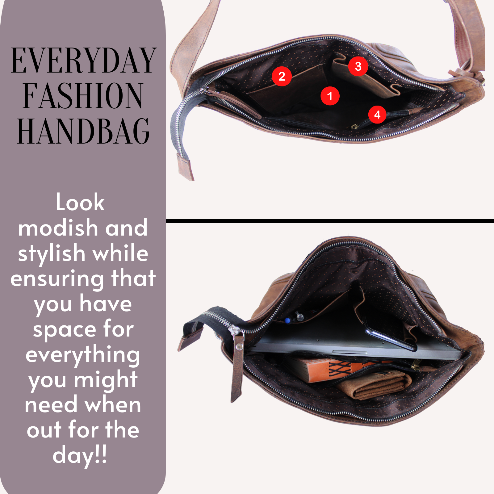  Women's Crossbody Bag Buffalo Leather Shoulder Handbag Large Capacity Hobo Purse